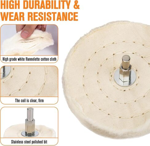 11 قطعة عجلة تلميع للمثقاب، مجموعة عجلات تلميع وسادة تلميع مع أعمدة سداسية 0.25 بوصة - أداة تلميع على شكل عجلة لمجموعة تلميع عجلات الألومنيوم المعدنية والكروم in Kuwait