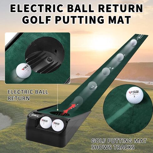 PGM Putting Green Indoor - Golf Putting Mat with Electric Ball Return - Portable Putting Matt for Indoors - Golf Practice Golf Mat Golf Game for Home and Office - Golf Gifts Golf Accessories for Men in Saudi Arabia