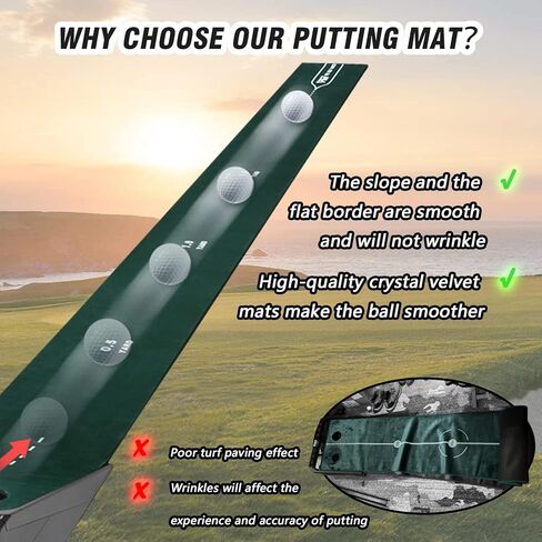 PGM Putting Green Indoor - Golf Putting Mat with Electric Ball Return - Portable Putting Matt for Indoors - Golf Practice Golf Mat Golf Game for Home and Office - Golf Gifts Golf Accessories for Men in Saudi Arabia