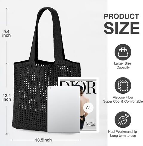 حقيبة يد كروشيه، حقيبة شاطئ شبكية محبوكة، حقيبة كتف جمالية كبيرة، حقائب يد مجوفة، حقيبة هوبو للنساء للصيف in Kuwait