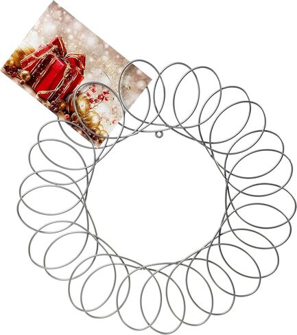 Red Co. Silver Metal Wreath - Wall Mount Christmas Card Holder - 17" Dia in Saudi Arabia