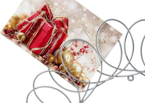 Red Co. Silver Metal Wreath - Wall Mount Christmas Card Holder - 17" Dia in Saudi Arabia
