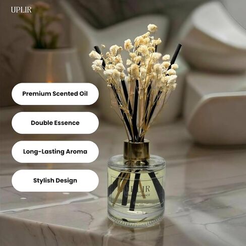 Flower Reed Diffuser with Jasmine & White Tea Essential Oil, 3.4 oz (100ml) - Elegant Home Fragrance Design for Home Decor, Living Room, Bathroom, Kitchen, Guest Room, Perfect Housewarming Gift in Saudi Arabia