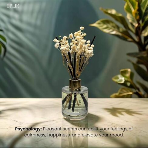 Flower Reed Diffuser with Jasmine & White Tea Essential Oil, 3.4 oz (100ml) - Elegant Home Fragrance Design for Home Decor, Living Room, Bathroom, Kitchen, Guest Room, Perfect Housewarming Gift in Saudi Arabia