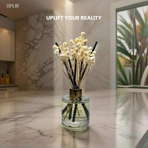 Flower Reed Diffuser with Jasmine & White Tea Essential Oil, 3.4 oz (100ml) - Elegant Home Fragrance Design for Home Decor, Living Room, Bathroom, Kitchen, Guest Room, Perfect Housewarming Gift in Saudi Arabia