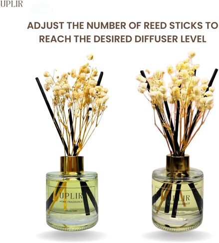 Flower Reed Diffuser with Jasmine & White Tea Essential Oil, 3.4 oz (100ml) - Elegant Home Fragrance Design for Home Decor, Living Room, Bathroom, Kitchen, Guest Room, Perfect Housewarming Gift in Saudi Arabia