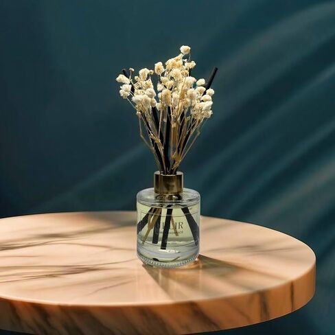 Flower Reed Diffuser with Jasmine & White Tea Essential Oil, 3.4 oz (100ml) - Elegant Home Fragrance Design for Home Decor, Living Room, Bathroom, Kitchen, Guest Room, Perfect Housewarming Gift in Saudi Arabia