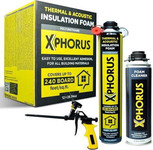 Spray Foam Insulation Kit - Polyurethane Spray Foam Heat Insulation & Acoustic Spray - Thermal, Sound Insulation - Coverage 240 Board Feet - Spray Gun & Gun Cleaner are Included - 12 Count in Saudi Arabia