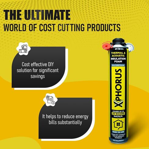 Spray Foam Insulation Kit - Polyurethane Spray Foam Heat Insulation & Acoustic Spray - Thermal, Sound Insulation - Coverage 240 Board Feet - Spray Gun & Gun Cleaner are Included - 12 Count in Saudi Arabia