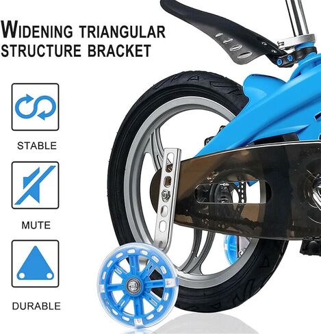 Training Wheels for Kids Bike, 1 Pair LED Flash Mute Bikes Training Wheels Children's Bicycle Adjustable Stabiliser Support Wheels for 12-20 Inch Kids Boy Girls Bikes, Including Components in Saudi Arabia