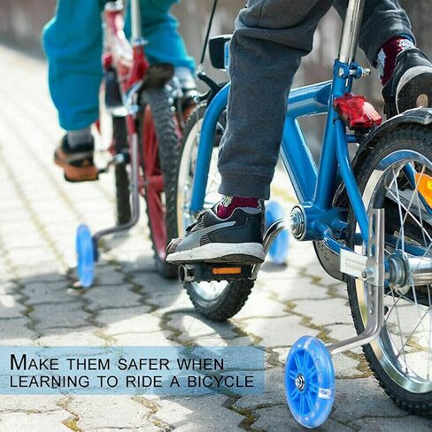 Training Wheels for Kids Bike, 1 Pair LED Flash Mute Bikes Training Wheels Children's Bicycle Adjustable Stabiliser Support Wheels for 12-20 Inch Kids Boy Girls Bikes, Including Components in Saudi Arabia