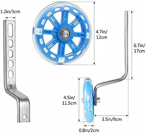 Training Wheels for Kids Bike, 1 Pair LED Flash Mute Bikes Training Wheels Children's Bicycle Adjustable Stabiliser Support Wheels for 12-20 Inch Kids Boy Girls Bikes, Including Components in Saudi Arabia