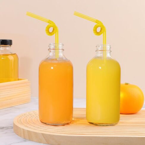 PINIWON 24 Pack 8 oz Amber Glass Bottles, 240ml Boston Round Sample Bottles with Black Poly Cone Caps, Labels and Funnels in Saudi Arabia