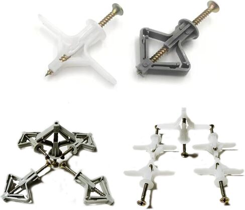 100 Set Drywall Anchor Kit Hollow-Wall Anchors with Screws for Plasterboard Drywall Gypsum Board (2 Styles) in Kuwait