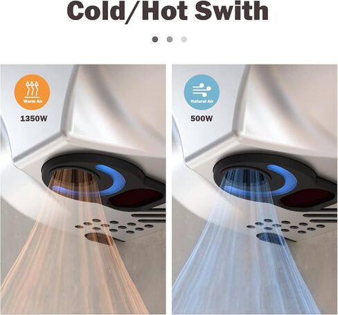 مجفف يد تجاري معتمد من UL بقدرة 110 فولت/1350 وات، تحكم في السرعة/الصوت/الساخن/البارد، غطاء من الفولاذ المقاوم للصدأ 304 مثبت على الحائط in Kuwait