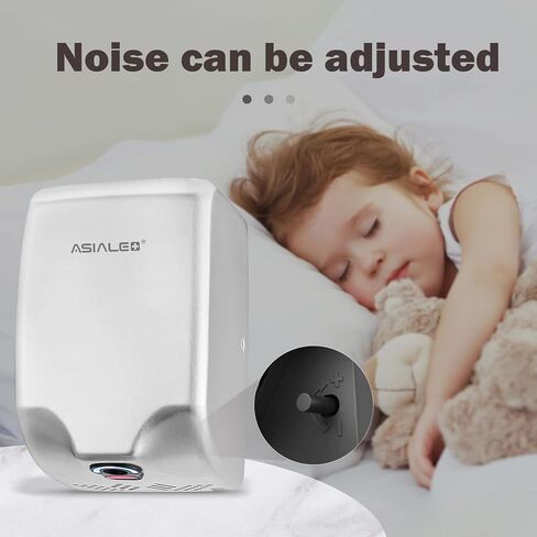 مجفف يد تجاري معتمد من UL بقدرة 110 فولت/1350 وات، تحكم في السرعة/الصوت/الساخن/البارد، غطاء من الفولاذ المقاوم للصدأ 304 مثبت على الحائط in Kuwait