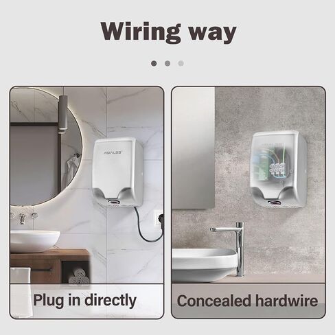 مجفف يد تجاري معتمد من UL بقدرة 110 فولت/1350 وات، تحكم في السرعة/الصوت/الساخن/البارد، غطاء من الفولاذ المقاوم للصدأ 304 مثبت على الحائط in Kuwait