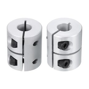 uxcell 2pcs Shaft Coupling 10mm to 10mm Aluminium Single Split Clamping Coupling, Rigid Stepper Motor Wheel Coupler Joint Connector for DIY Model, 3D Printers