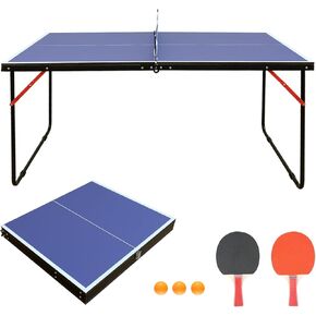 Table Tennis Table Midsize Foldable & Portable Ping Pong Table Set with Net and 2 Ping Pong Paddles for Indoor Outdoor Game in Kuwait