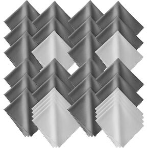 Eyeglasses Cleaning Cloth Microfiber Cleaning Cloths 30 Pack for Cleaning Glasse (6"x7", 10 White + 20 Dark Grey V0693)