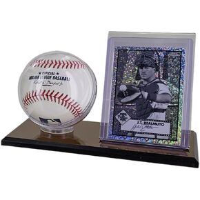 Acrylic Baseball and Card Display Case | Acrylic Holder | Black Base and Clear Viewing Display Case | Protection & Elegant Design