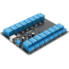 Yoidesu 9‑36V 16 Channel Relay Module, USB Controlled Relay opto‑Isolated Board with 16 SPDT relays, LED Power Indicator,for Simple ON/Off Switching Electrical Equipment