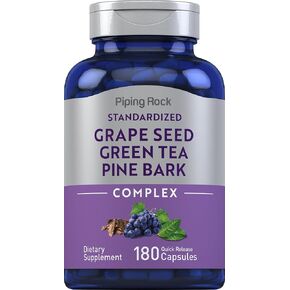 Piping Rock Grape Seed, Green Tea & Pine Bark Complex | 180 Capsules | Standardized Extract | Non GMO, Gluten Free Supplement