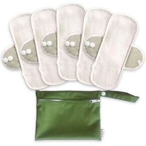 Pixie Cotton Cloth Pads - 100% Organic Reusable Cotton -Ranked 1 for Softest Menstrual Sanitary Napkins - Machine Washable & Includes Free Wet Bag - Menstrual Liner (Regular)