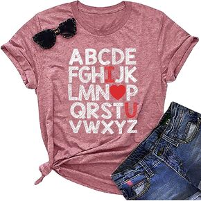 Women's Oversized T Shirts Valentine's Day Shirt Love Heart Tshirts XOXO Graphic Tees Tops