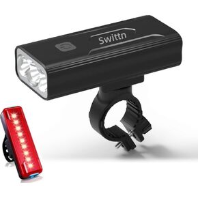 3000 Lumen Rechargeable Bike Lights,3 LED Bicycle Lights Front and Back with 5200mAh Power Bank Function,Super Bright Bike Lights for Night Riding,5 Light Modes,Easy to Install without Tools