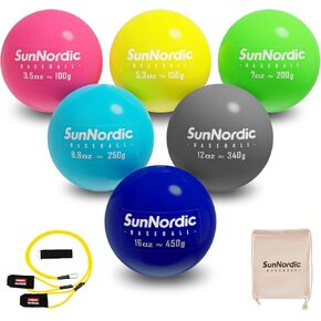 6/9 Pack Plyometric Weighted Baseball Set (3.5-16/35/53/70 oz) - Variable Weight Plyo Baseballs for Improved Power & Pitching Training - for All Skill Levels