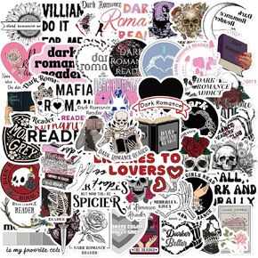 50-Pack Dark Romance Reading Vinyl Stickers for Kindle, Books – Waterproof Decals for Water Bottles, Laptops – Perfect for Students, Teachers, Boys, Girls - Unique Aesthetic Decals