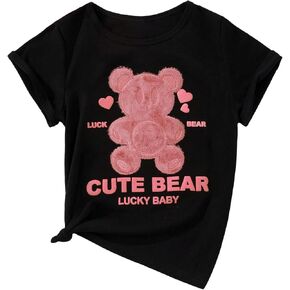 SweatyRocks Girl's Graphic Print Round Neck T Shirt Casual Short Sleeve Tee Tops