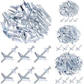 48 Sets 3 Sizes Toggle Bolts and Wing Nut Assortment Kit, 1/8" 3/16" 1/4" Metal Toggle Bolts Round Head Toggle Wing Nut Bolt Set Butterfly Toggle Anchors for Hanging Heavy Items on Drywall