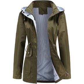 Gyozelem Womens Raincoat Windbreaker Waterproof Lightweight Lined Hooded Rain Jacket