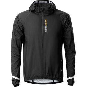 ROCKBROS Cycling Rain Jacket Mens Rain Jackets Waterproof with Hood Windbreaker Cycling Rain Gear Lightweight Reflective