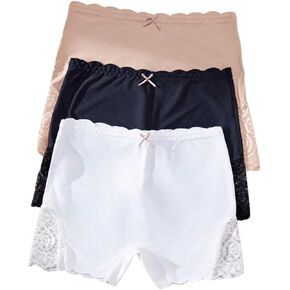 SweatyRocks Women's Underwear Floral Lace Scallop Trim Mid Rise Boyshorts Panties