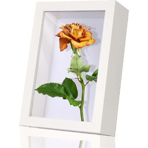 4x6 Small Shadow Box Frame Display Case , Display Case Box for Memorabilia, Medal, Wedding Memories, Pins, Awards,Crafts, Tickets and Photos (White, Rjgyxq)