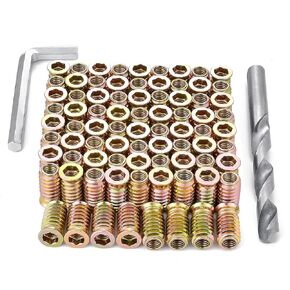 100 Pieces 5/16" 18x25mm Threaded Inserts Nuts for Wood Bolt Inserts for Wood Hex Socket Drive for Wood Furniture Series