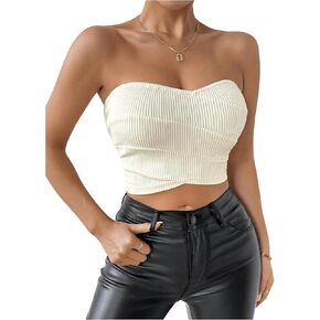 SHENHE Women's Color Block Strapless Wrap Front Sexy Micro Crop Tube Bandeau Top