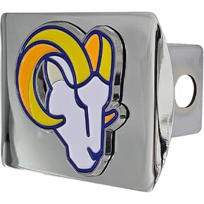 Los Angeles Rams NFL Chrome Metal Hitch Cover with 3D Colored Team Logo by FANMATS - Unique Team Logo Molded Design – Easy Installation on Truck, SUV, Car - Ideal Gift for Die Hard Football Fan