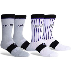 PKWY Unisex Rockies 2-Pack Home & Away Crew Socks (Large)