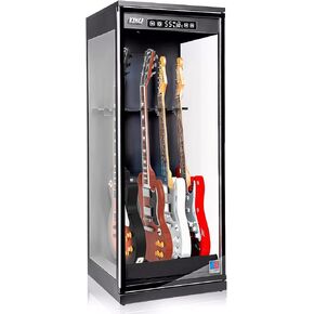 Guitar Display Case for Multiple Instruments, Wooden Construction, Stores Guitars, Basses and More,Electric or Acoustic Guitar Humidification and Dehumidification Display Cases