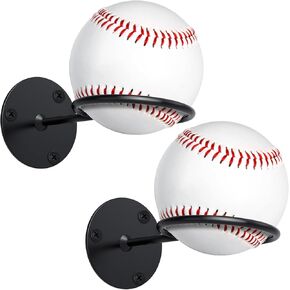 Threan Baseball Display Memorabilia Holder Sports Baseball Wall Stand Holders Heavy Duty Wall Mount Rack for Collectibles Steel, Black