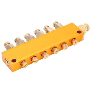 Oil Distributor, Adjustable Brass Lube Piston Separator, Divider Valve Lubrication System (1 in 6 out)