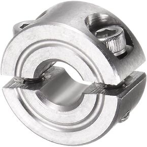 uxcell Double Split Clamp-On Shaft Collar for 1/4" Shaft, Two-Piece Clamping Collar, 11/16" OD, 5/16" Width, 304 Stainless Steel Axle Collar Clamp, Set Screw Style