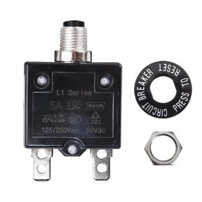 5A 125-250V AC 50V DC Push Button Circuit Breaker L1 Series Manual Reset Thermal Circuit Breaker 5A 1Pack