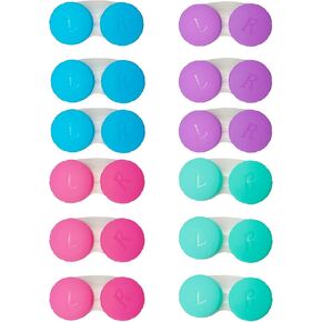 12PCS Colorful Contact Lens Case, Left/Right Eyes Contact Lens Immersion Kit, Leak-Proof Packaging, Suitable for Outdoor Mini Contact Lens Case Screw Top