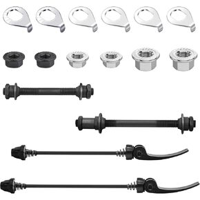 16Pcs 3 Size Bicycle Hub Flanged Axle Nut and Safety Washer Kit with Quick Release Skewer Front & Rear Bicycle Axle Replacement Parts for MTB Mountain Road Bike