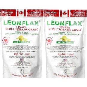 Leonflax 100% Authentic Canadian Flax Seed Powder, All Natural, High Fiber Content, Dietary Supplement to Improve Your Digestive Health, Omega 3, 6 & 9, 18 Oz, Bag (1) (2)